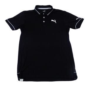 Puma Performance Stretch Black Striped Golf Polo Shirt Mens Small